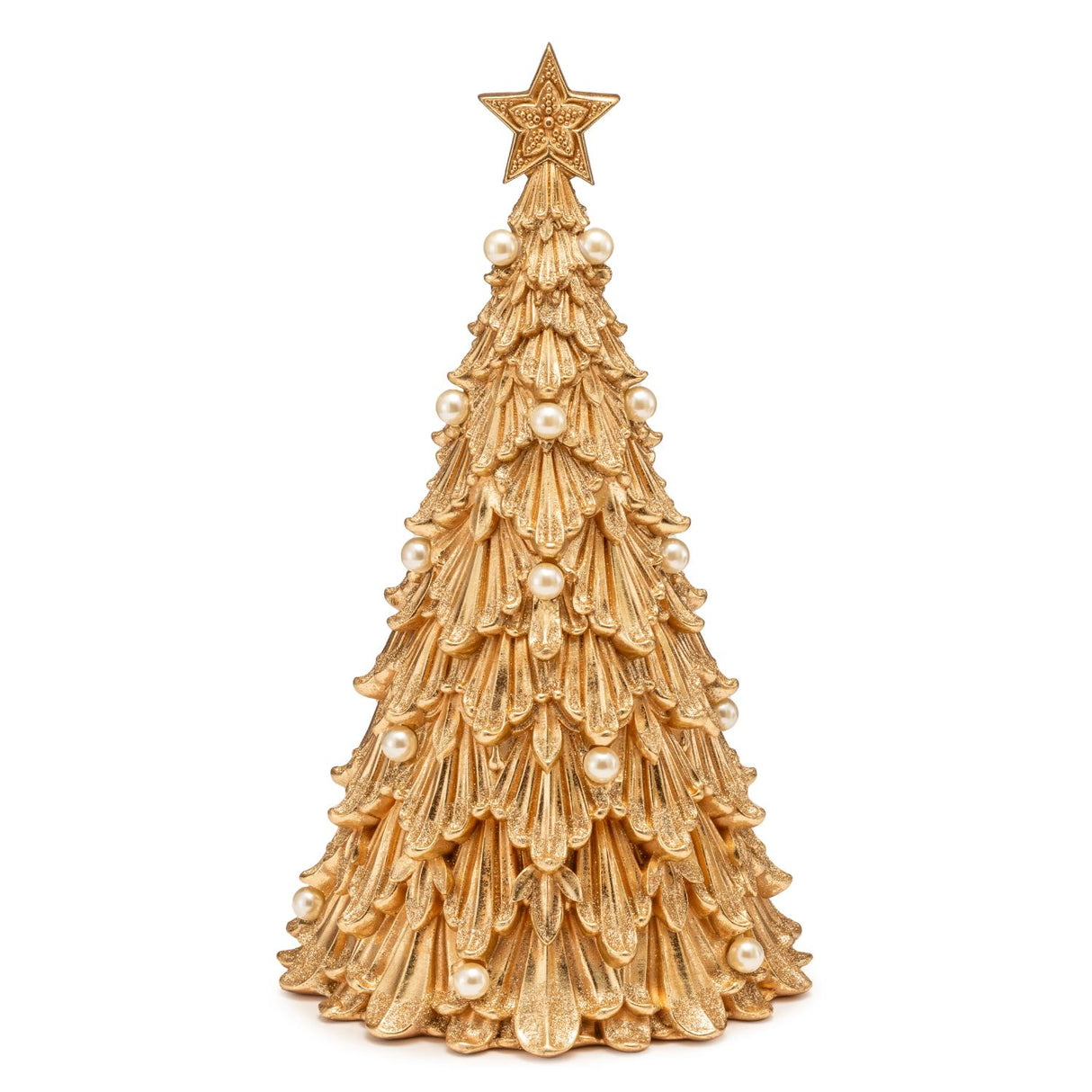 Albero di Natale Palais Royal in resina oro con perle decorative 36x21 cm