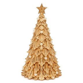 Albero di Natale Palais Royal in resina oro con perle decorative 36x21 cm