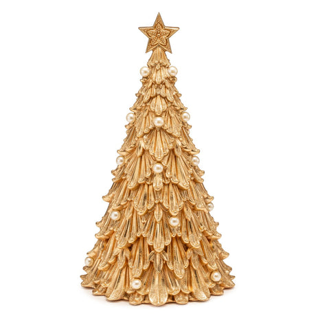 Albero di Natale Palais Royal in resina oro con perle decorative 36x21 cm