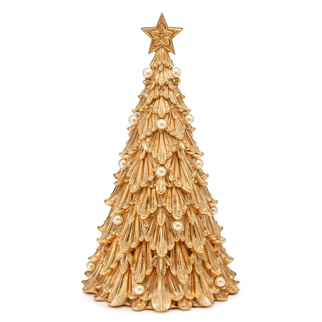 Albero di Natale Palais Royal in resina oro con perle decorative 36x21 cm