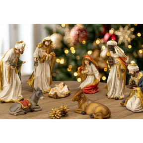 Set presepe Natività Palais Royal in resina 8 pezzi decorativi