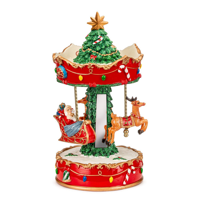 Carillon giostra natalizia Palais Royal in resina decorata 25 cm