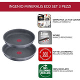 LAGOSTINA Ingenio Minerals Set 5 Pezzi Padelle con Manico Rimovibile 24-26cm Alluminio