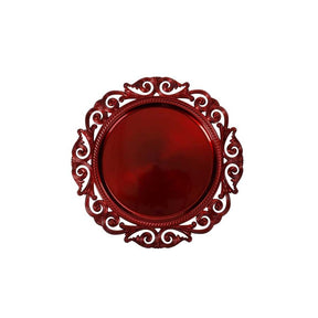 Sottopiatto Fregio Brandani in plastica rossa diametro 32,5 cm set 4 pezzi