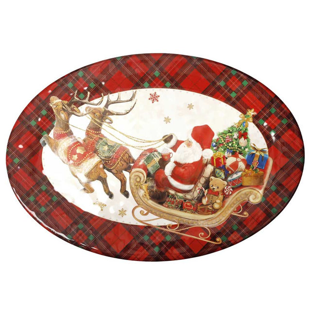 Vassoio ovale Christmas Brandani in melamina decorata 50x35,5 cm