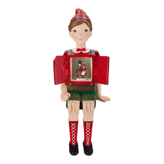 Carillon Pinocchio Timstor in poliresina con dettagli rossi e oro 46,5 cm