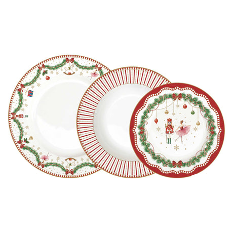 Servizio piatti Magie de Noel Easy Life in porcellana con decori natalizi