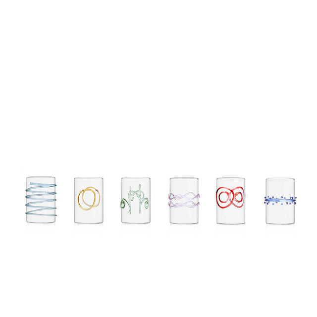 Set 6 bicchieri liquore Ichendorf Decò Arlecchino in vetro borosilicato