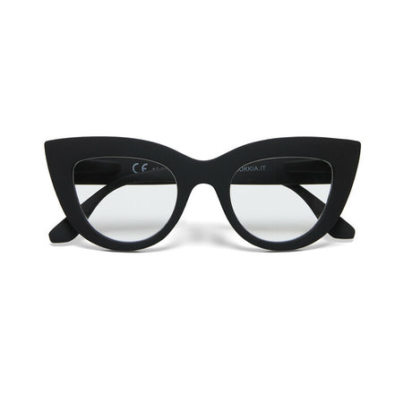 Occhiali da lettura Claudia Okkia in plastica nera forma cat-eye 14 cm
