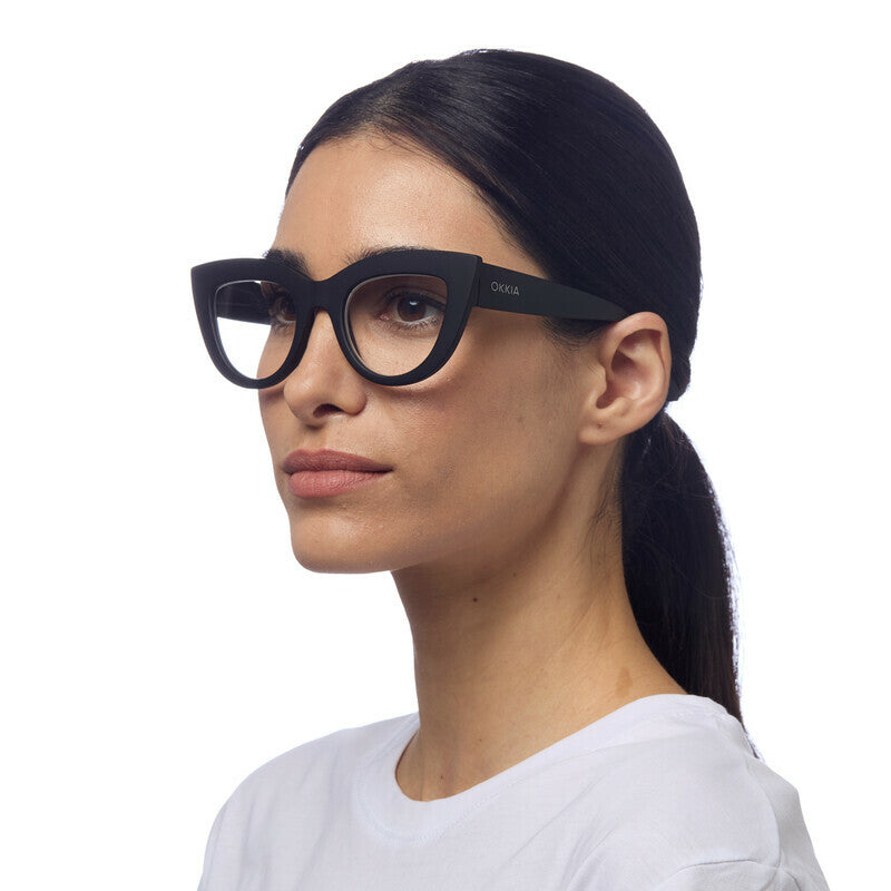 OKKIA Claudia Big Cat Eye Occhiali da Lettura Donna Nero +2.00