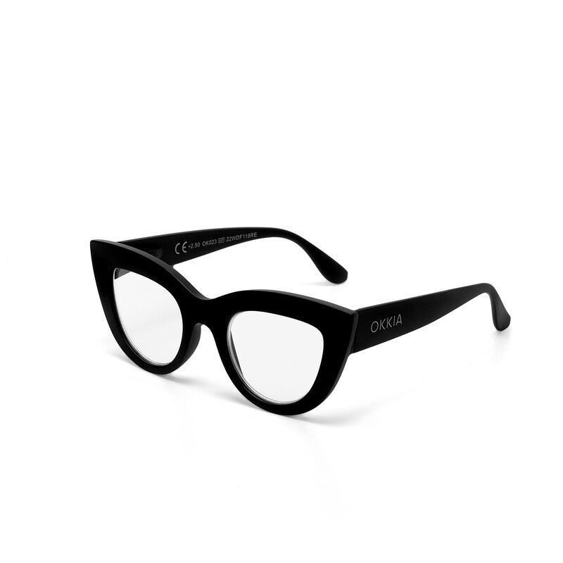 OKKIA Claudia Big Cat Eye Occhiali da Lettura Donna Nero +2.50