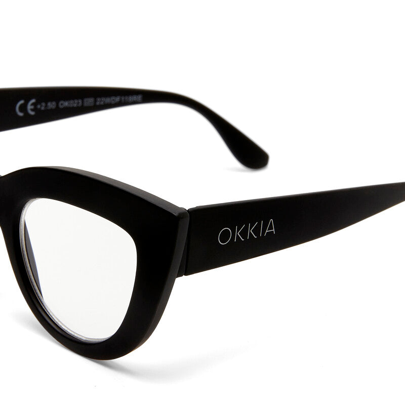 OKKIA Claudia Big Cat Eye Occhiali da Lettura Donna Nero +2.50