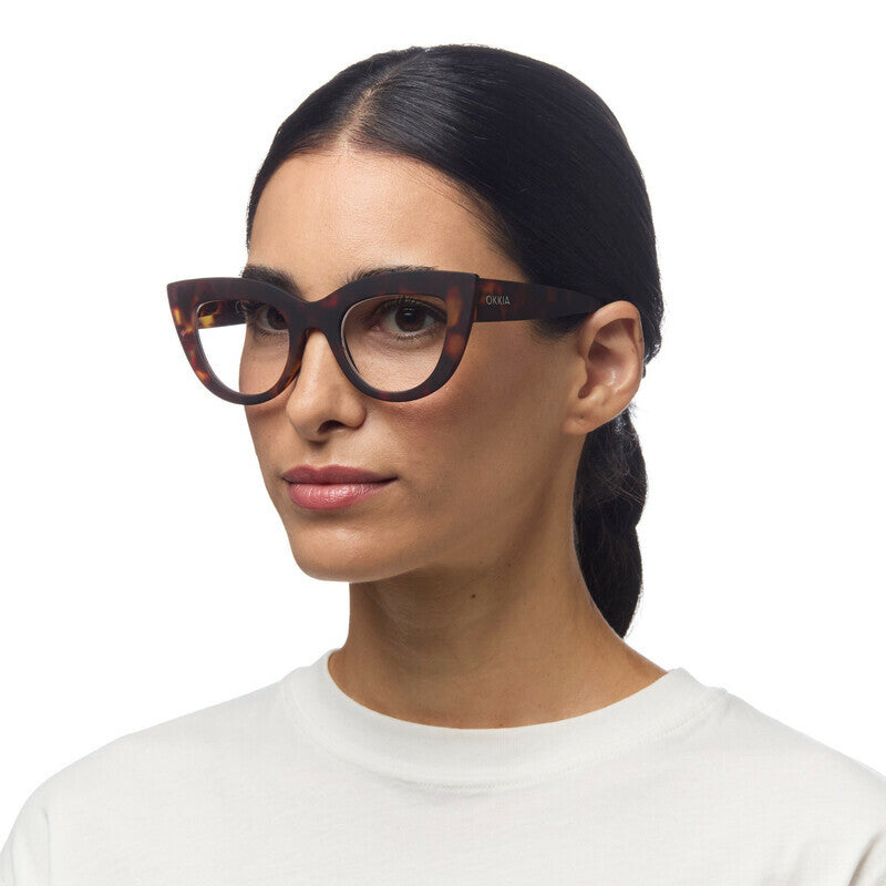 OKKIA Claudia Big Cat Eye Occhiali da Lettura Donna Avana +2.00