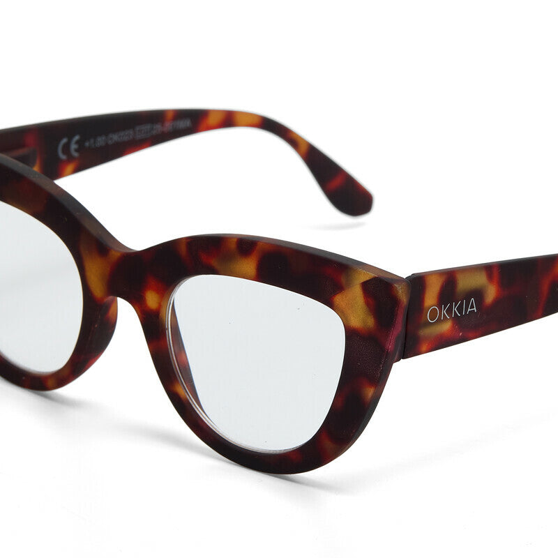 OKKIA Claudia Big Cat Eye Occhiali da Lettura Donna Avana +2.50