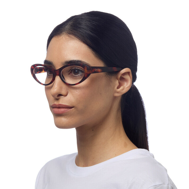 OKKIA Lina Small Cat Eye Occhiali da Lettura Donna Avana +1.00