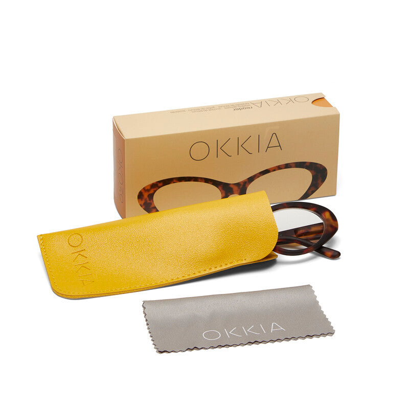 OKKIA Lina Small Cat Eye Occhiali da Lettura Donna Avana +2.00