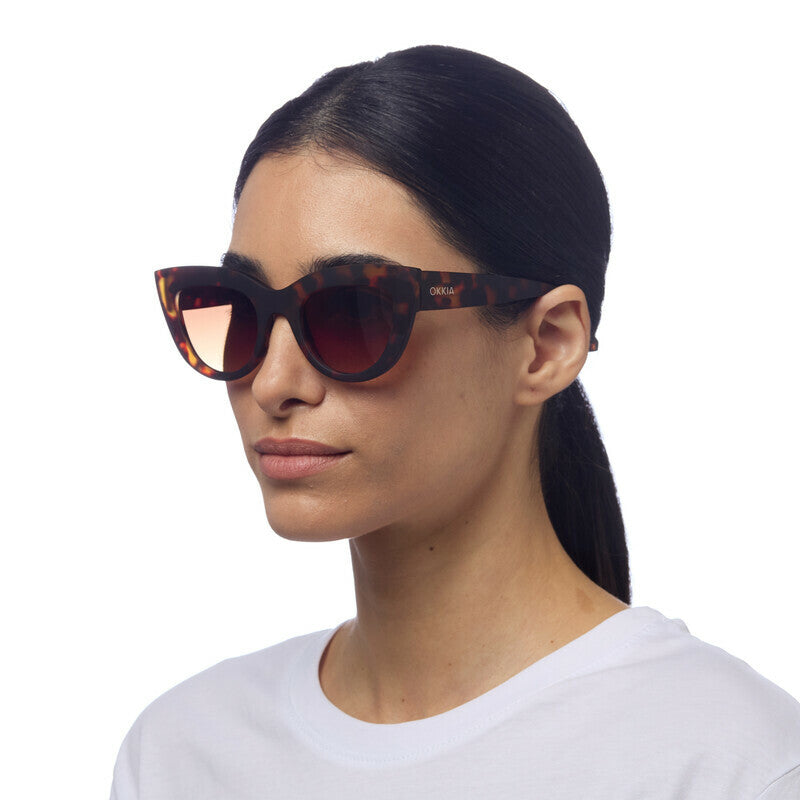 OKKIA Claudia Occhiali da Sole Donna Big Cat Eye Avana
