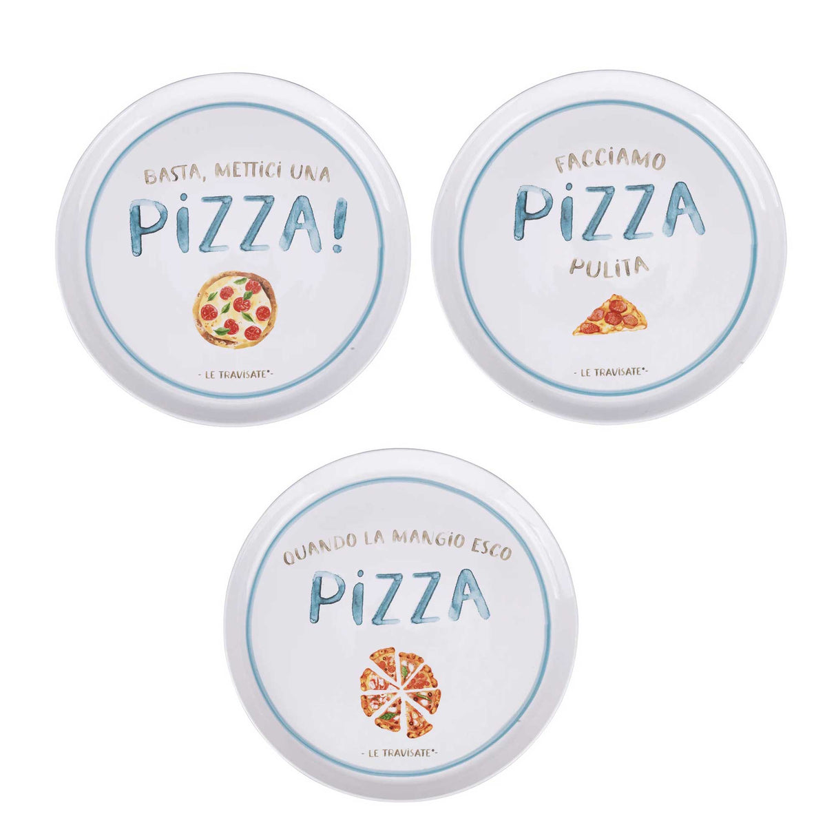 Set piatti pizza Le Travisate Villa d'Este in porcellana decorata 33 cm