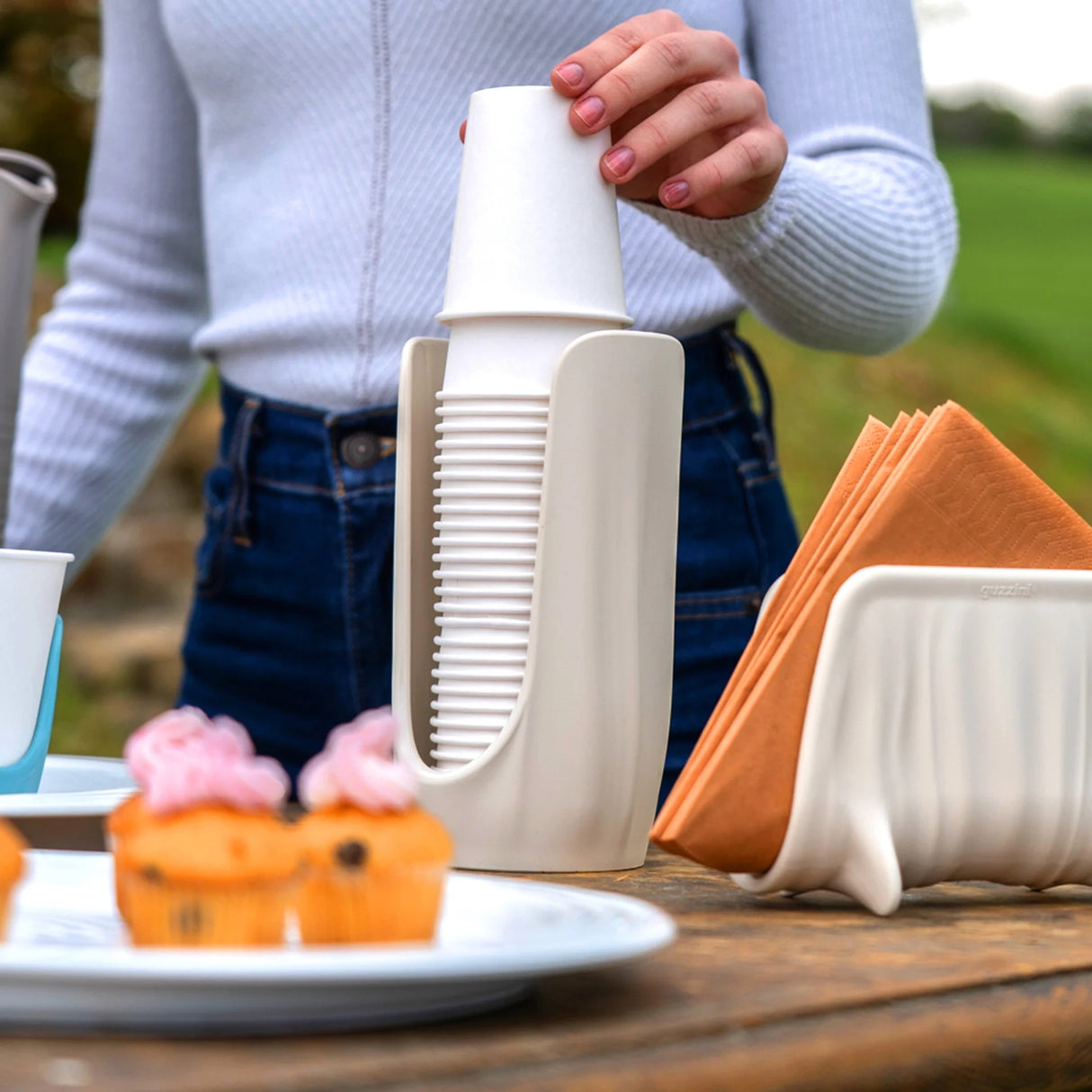 GUZZINI Tierra Porta Bicchieri 18,5cm Plastica Bianco Latte