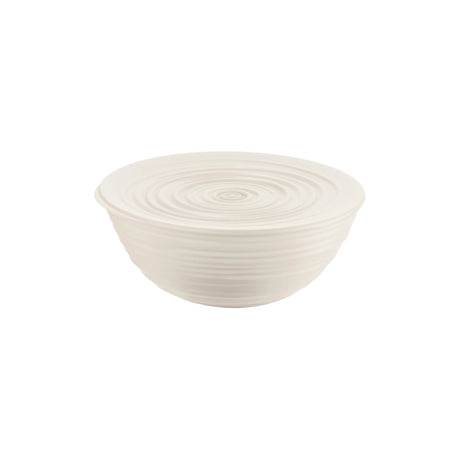 Ciotola con coperchio Guzzini Tierra in plastica riciclata bianco latte 25 cm