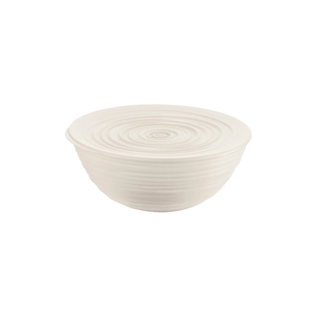 Ciotola con coperchio Guzzini Tierra in plastica riciclata bianco latte 25 cm