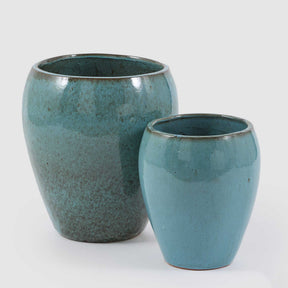 Vaso porta piante Glaze EDG in ceramica smaltata turchese 32x28 cm
