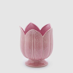 Vaso Freaky EDG a forma di tulipano in ceramica rosa 19x16 cm