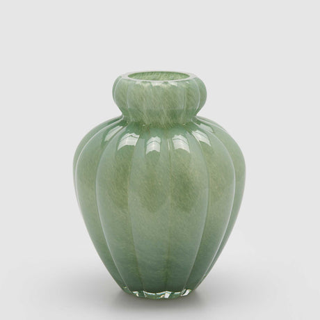 Vaso Chignon EDG in vetro verde salvia tondeggiante 28x22 cm