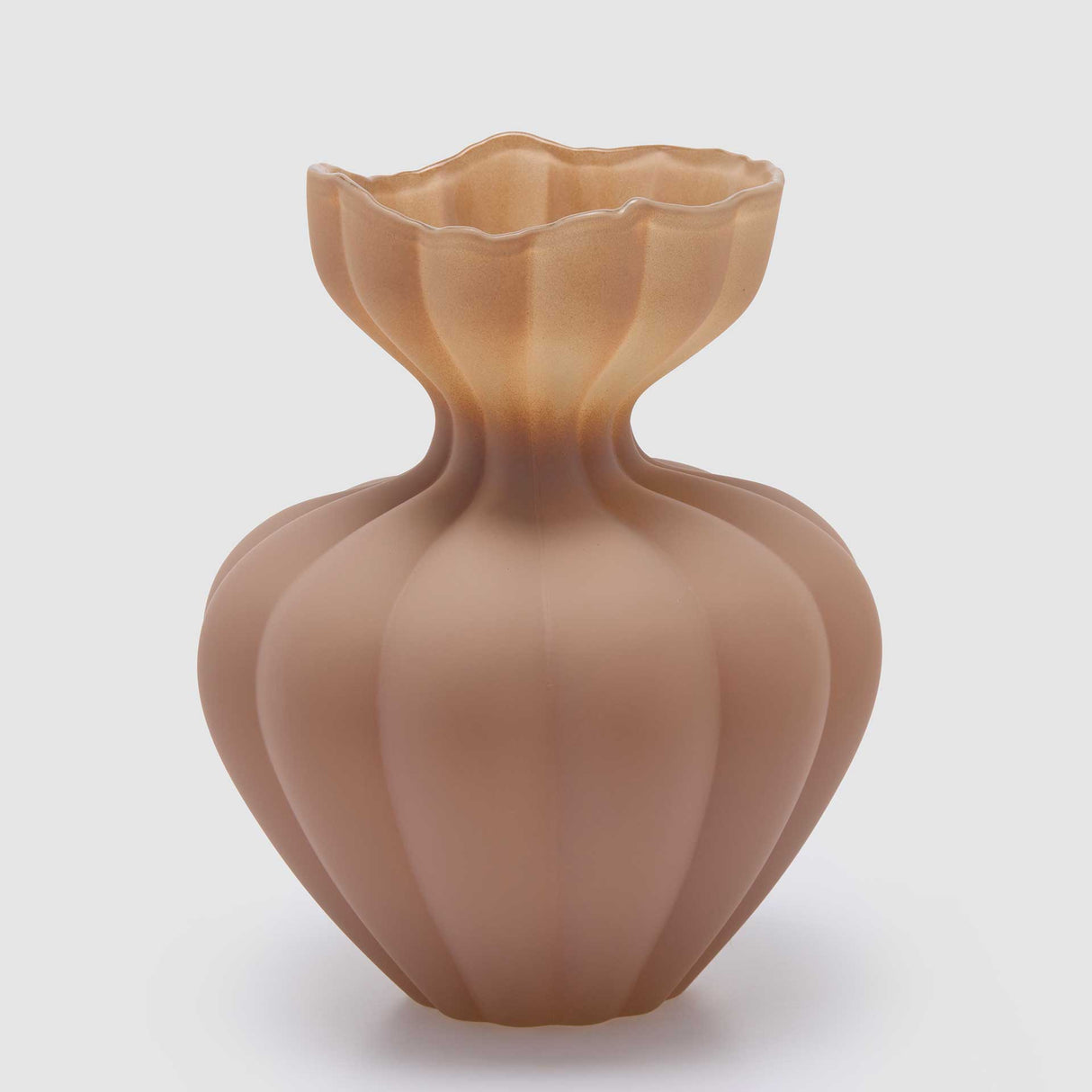 EDG Enzo De Gasperi Vaso Flow Sinuoso 32x26cm Tortora in Vetro