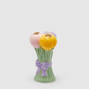 Vaso Mazzo Tulipani EDG in ceramica bianca 22x12 cm