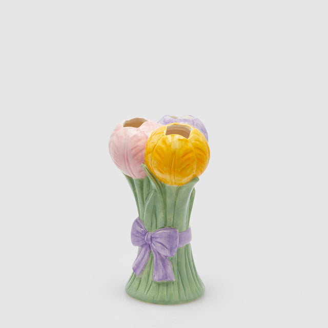 Vaso Mazzo Tulipani EDG in ceramica bianca 22x12 cm