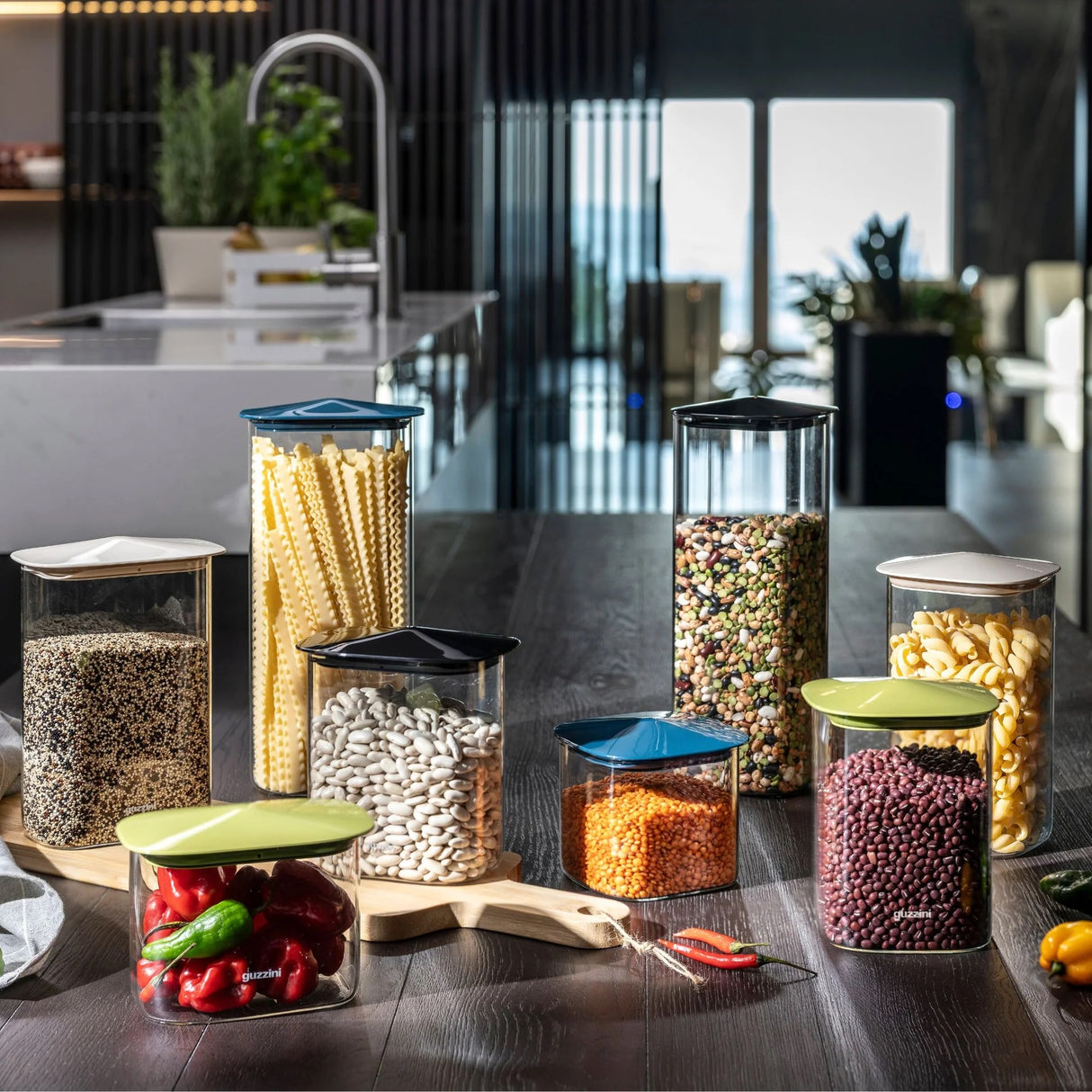 GUZZINI Barattolo Rettangolare in Vetro M 1L Fresh & Style Nero