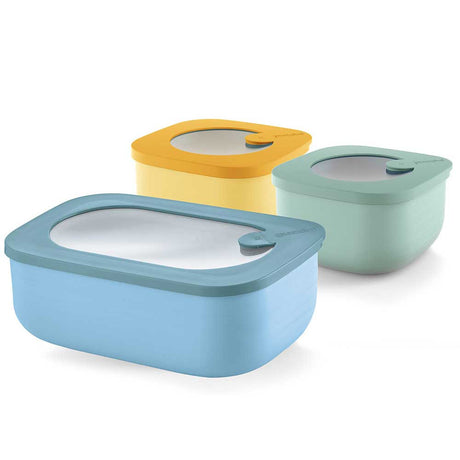 Set 3 contenitori bassi Guzzini Store&Plus in plastica trasparente