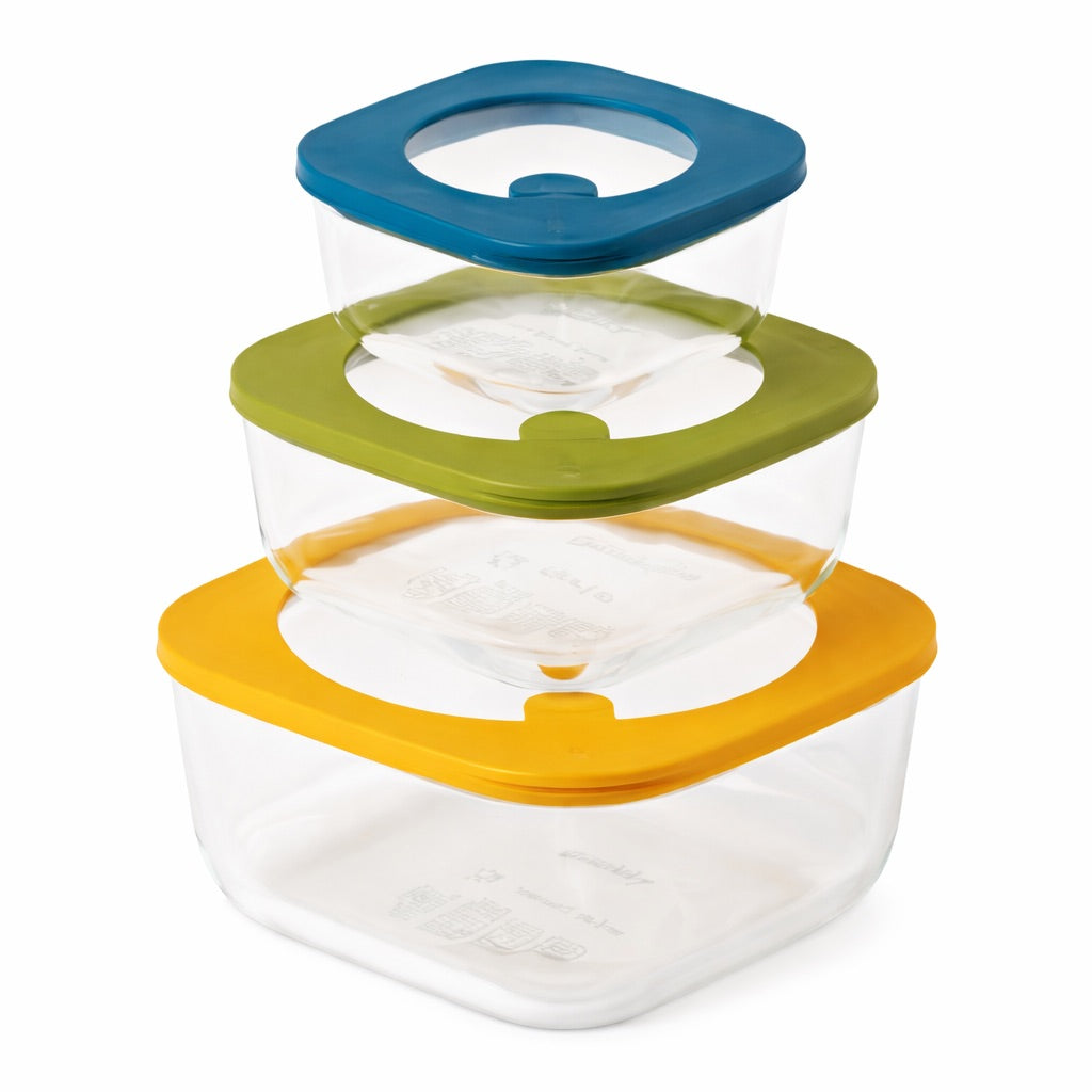 Set 3 contenitori ermetici Guzzini in vetro con valvola vapore