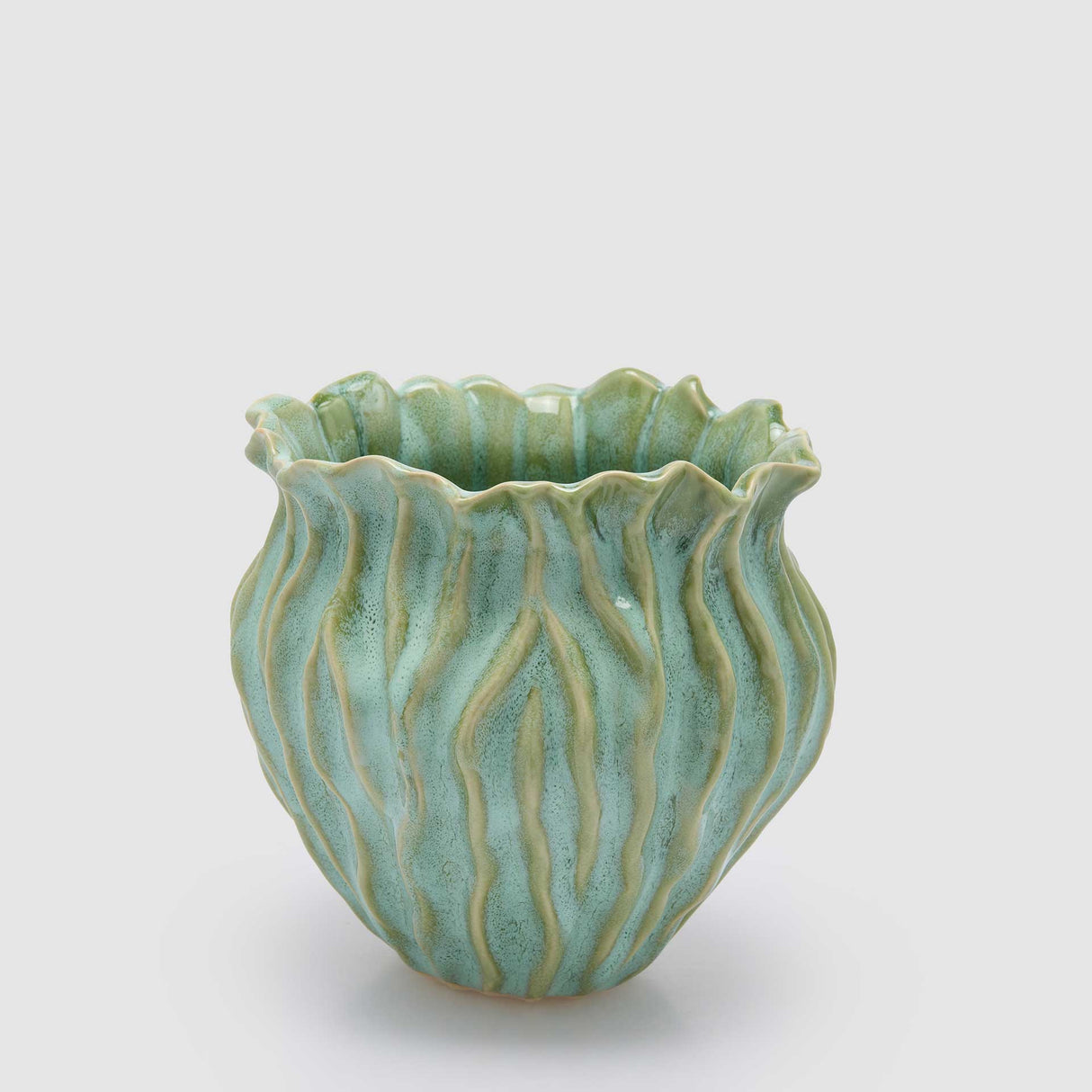 EDG Enzo De Gasperi Vaso Freaky Corteccia Anfora 18x18cm Verde Salvia Ceramica