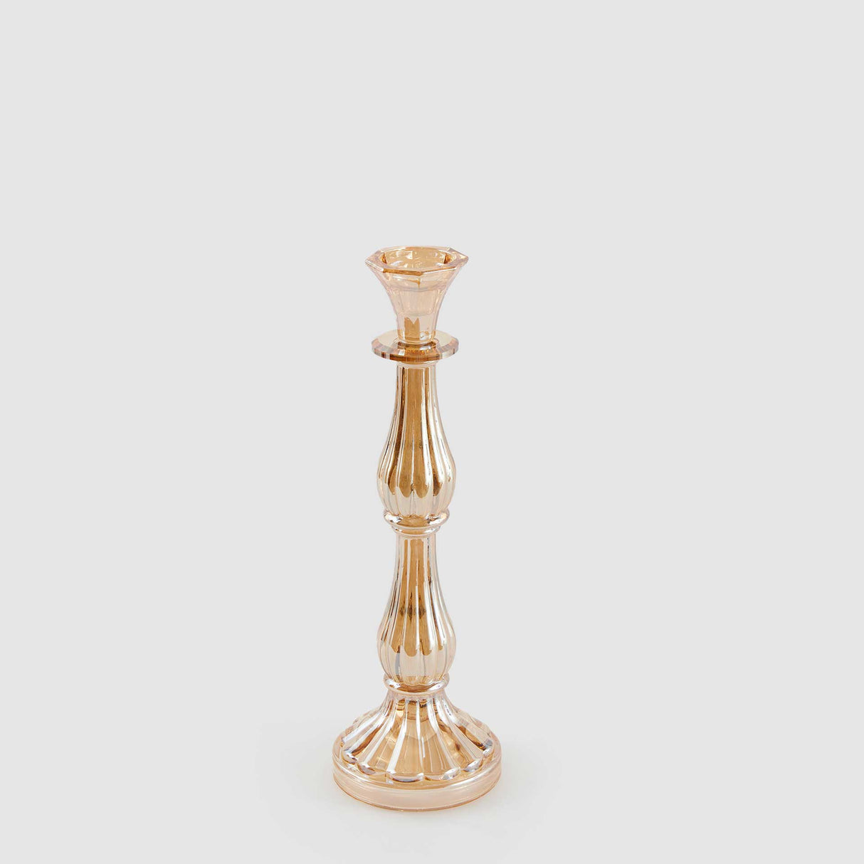 EDG Enzo De Gasperi Portacandela Crystal Sinuoso 31x10cm Ambra Vetro