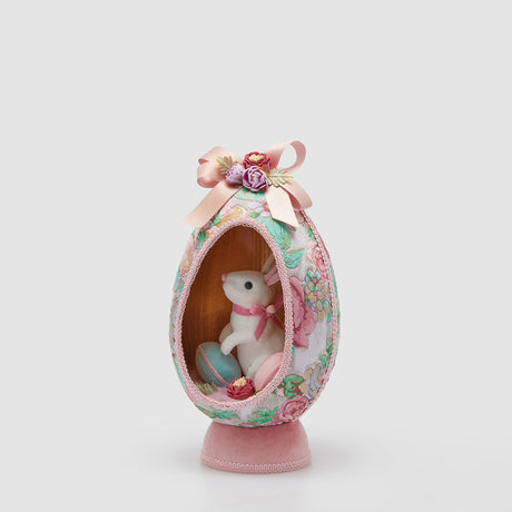 Uovo decorativo con coniglio EDG in vetro 33x18 cm