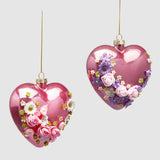 EDG Enzo De Gasperi Decorazione Pasquale Cuore da Appendere con Rose 12cm in Vetro Magenta Scuro