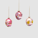 EDG Enzo De Gasperi Uovo di Pasqua da Appendere con Rose 8cm in Vetro Magenta Scuro