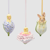 EDG Enzo De Gasperi Decorazione di Pasqua in Poliresina Anatroccolo in Fiore da Appendere 11cm