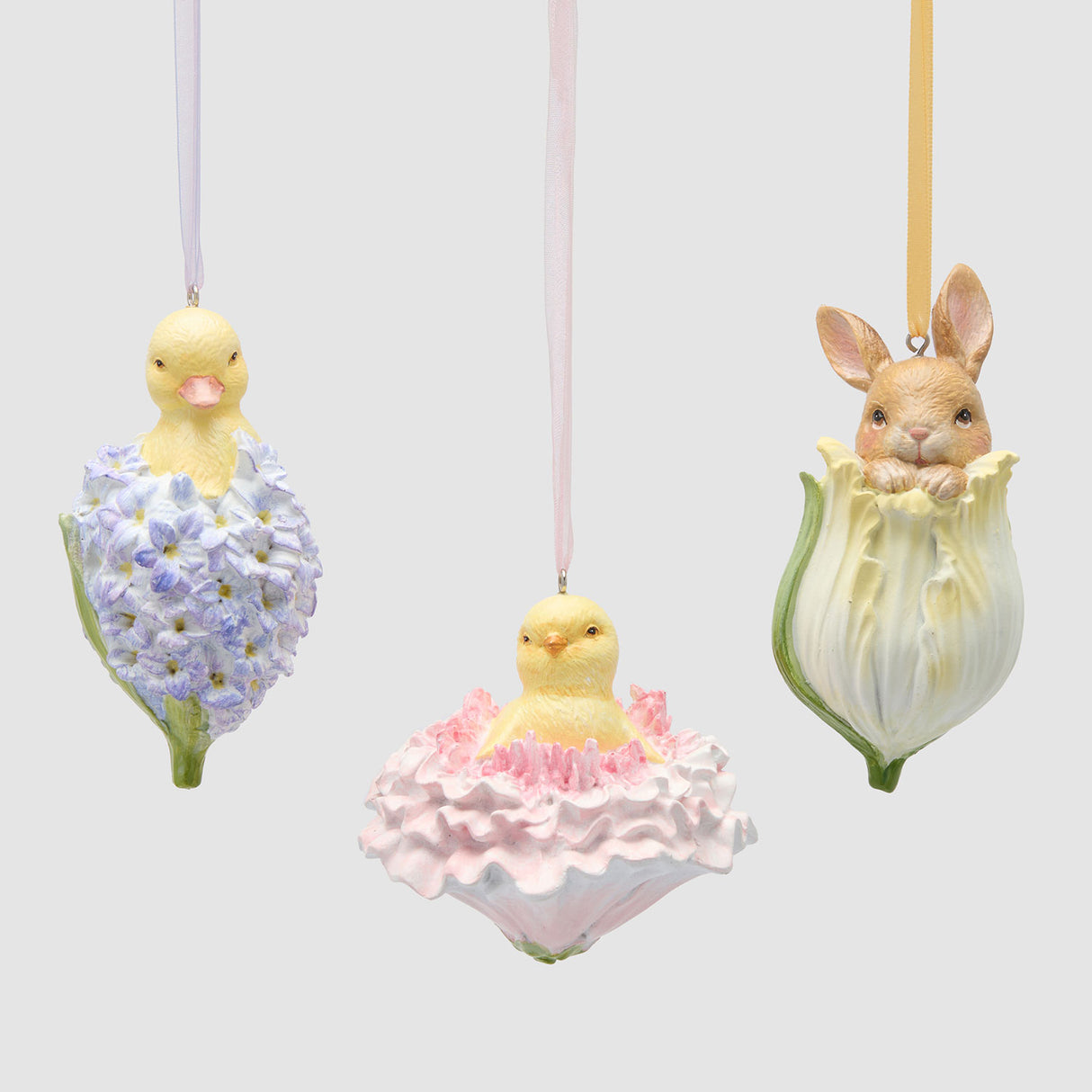 EDG Enzo De Gasperi Decorazione di Pasqua in Poliresina Pulcino in Fiore da Appendere 11cm