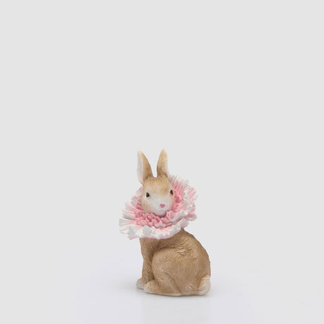 Coniglietto EDG in poliresina con collare floreale decorativo 16 cm