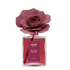 Diffusore a bastoncini Muha Rosa con fiore decorativo fragranza Melograno