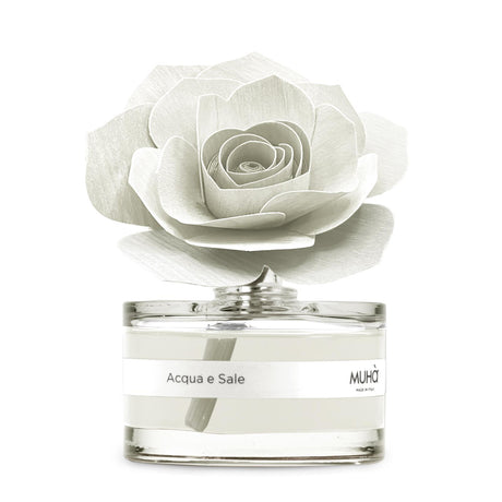 Diffusore a bastoncini Muha Rosa con fiore decorativo fragranza Acqua e Sale