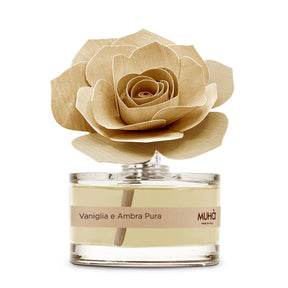 Diffusore a bastoncini Muha Rosa con fiore decorativo Vaniglia e Ambra 50 ml