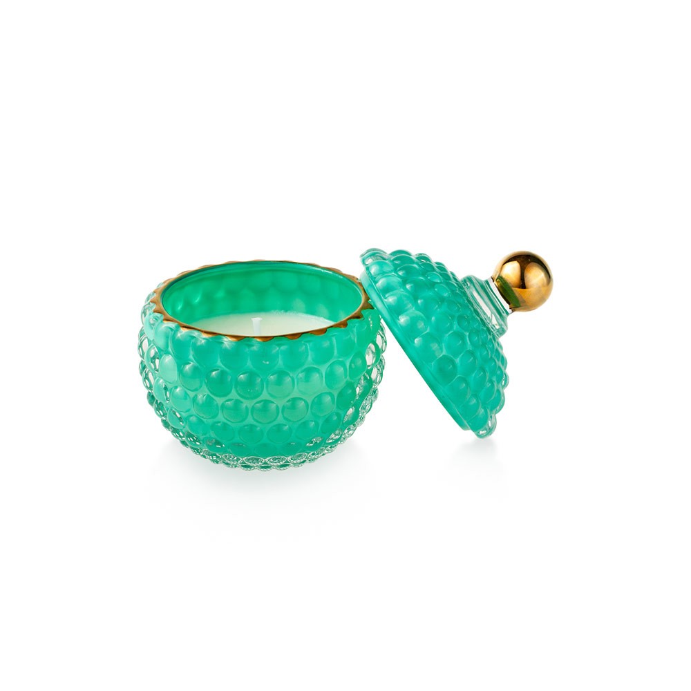 EMÒ ITALIA Medina Candela Profumata in Scatola Bombata in Vetro Verde 11x8,5cm