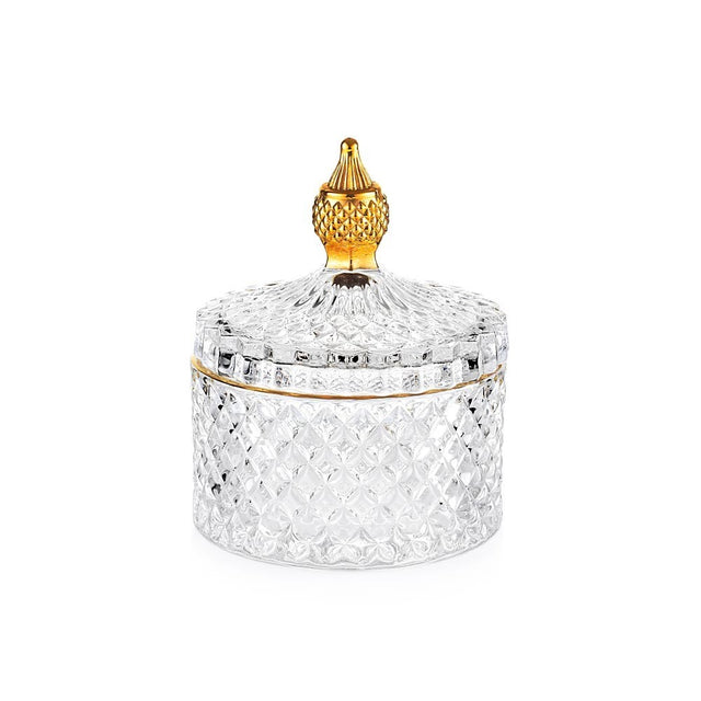 Scatola portabonbon Emò Italia in vetro con dettagli oro 10,5x13,5 cm