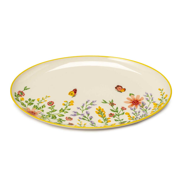 Piatto ovale Bouquet Palais Royal in porcellana con decoro floreale 37x25 cm