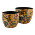 Vaso portapiante Palais Royal in metallo color ambra con foglia oro 14x14 cm