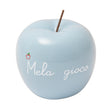 Mela decorativa Palais Royal in resina azzurra con scritta Mela Gioco 10,5 cm